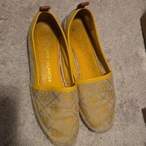 Tory Burch Yellow and Tan Espadrilles